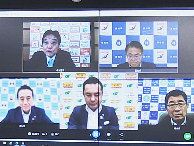 岐阜・愛知・三重の3県知事と名古屋・浜松の2市長は23日、オンラインで会議を開き...