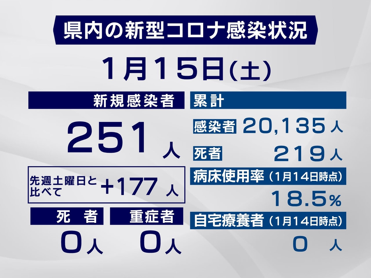 岐阜県は１５日、新型コロナウイルスの感染が新たに２５１人確認されたと発表しました...