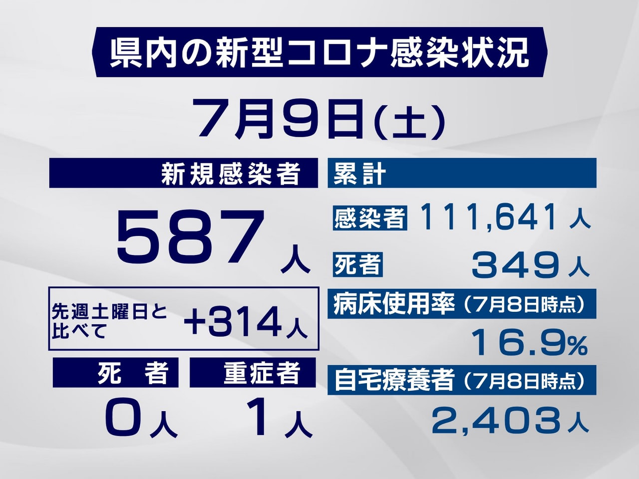 岐阜県と岐阜市は9日、新型コロナウイルスの新規感染者が587人確認されたと発表し...