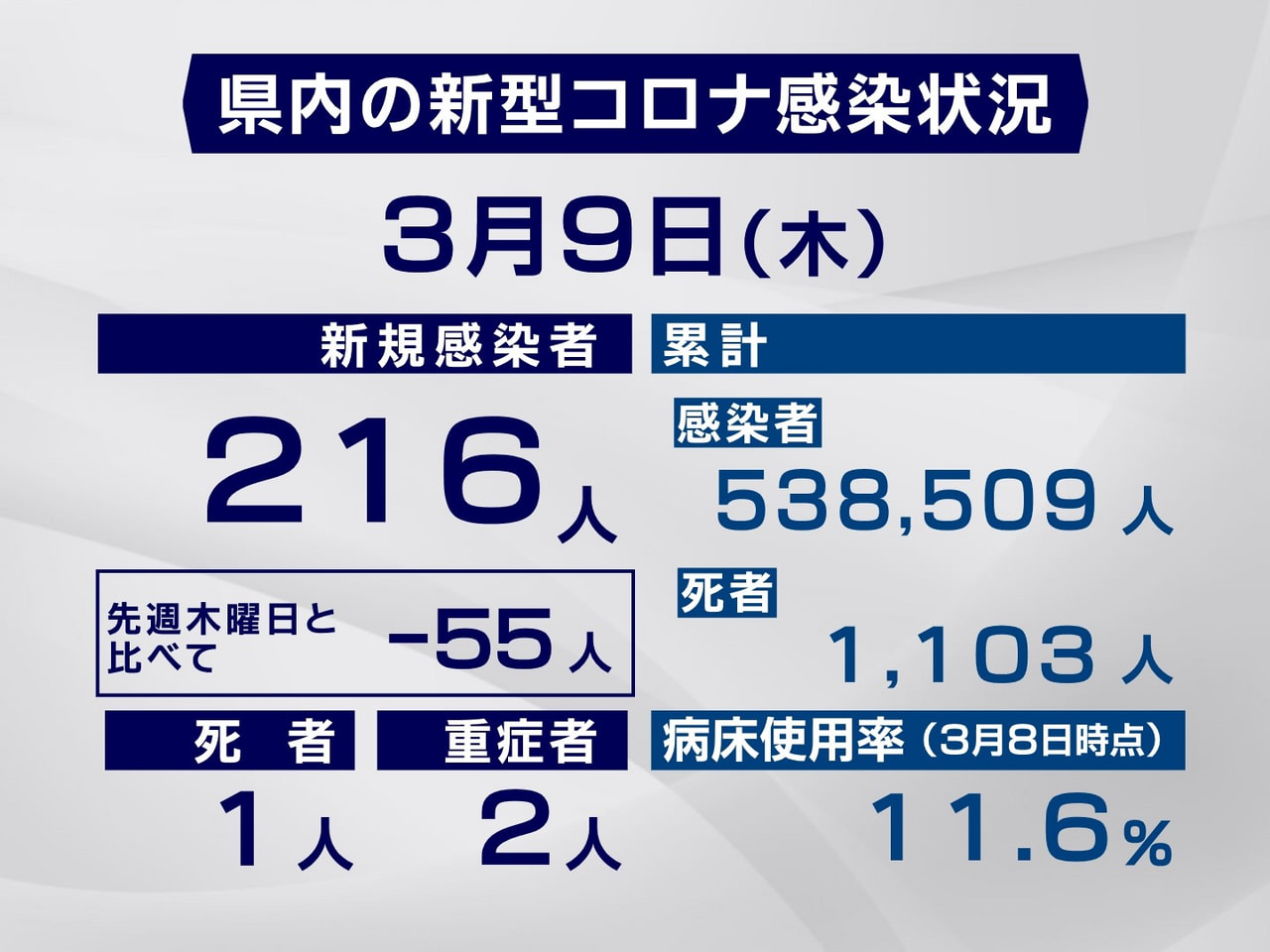 岐阜県と岐阜市は9日、新型コロナウイルスの感染者が新たに216人、また、1人の死...