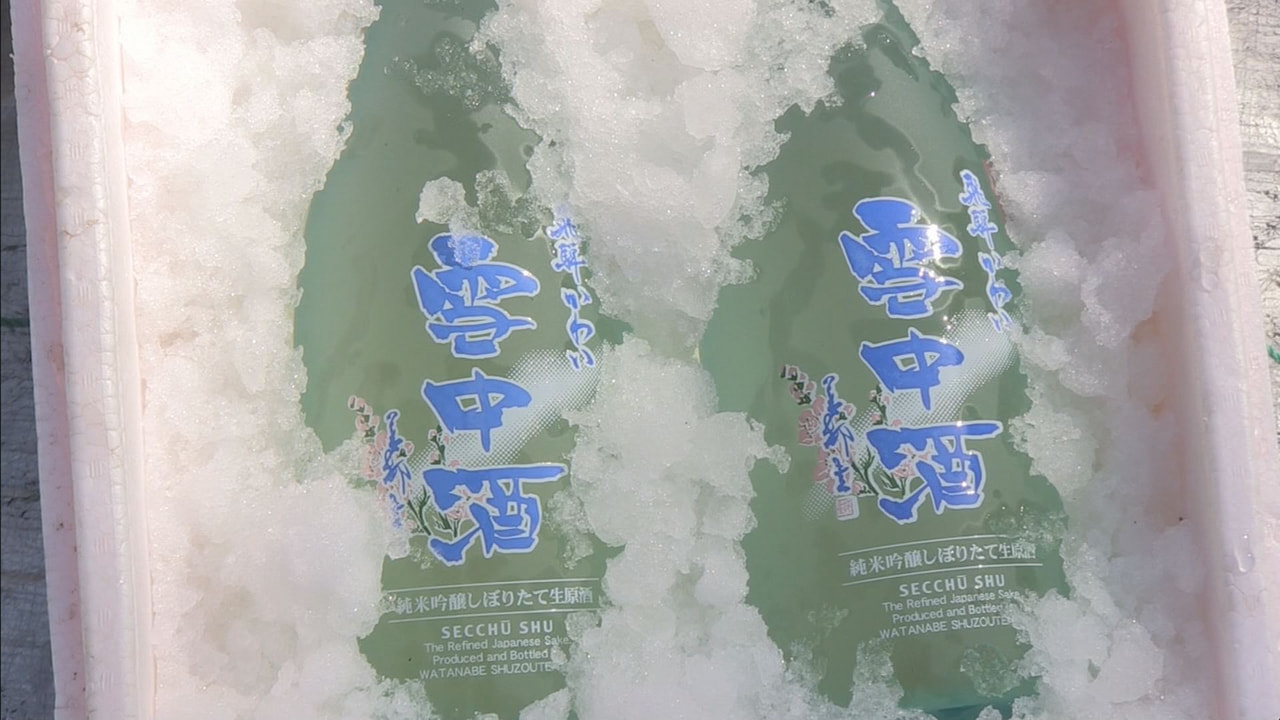 雪室で熟成させる日本酒「飛騨かわい雪中酒」の蔵入れが29日、飛騨市河合町で行われ...