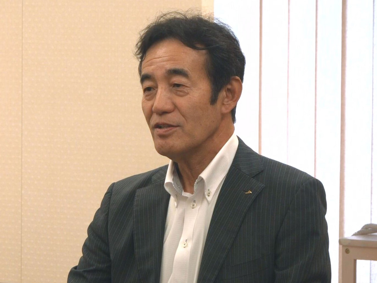ＪＡめぐみのの新しい組合長に就任した渡邉健彦さんが、ぎふチャン本社を訪れ、抱負を...