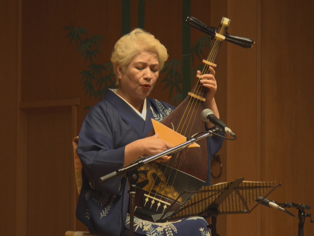 高山市で、土佐琵琶奏者の黒田月水さんの演奏会が開かれ、力強い音色と語りが来館者を...