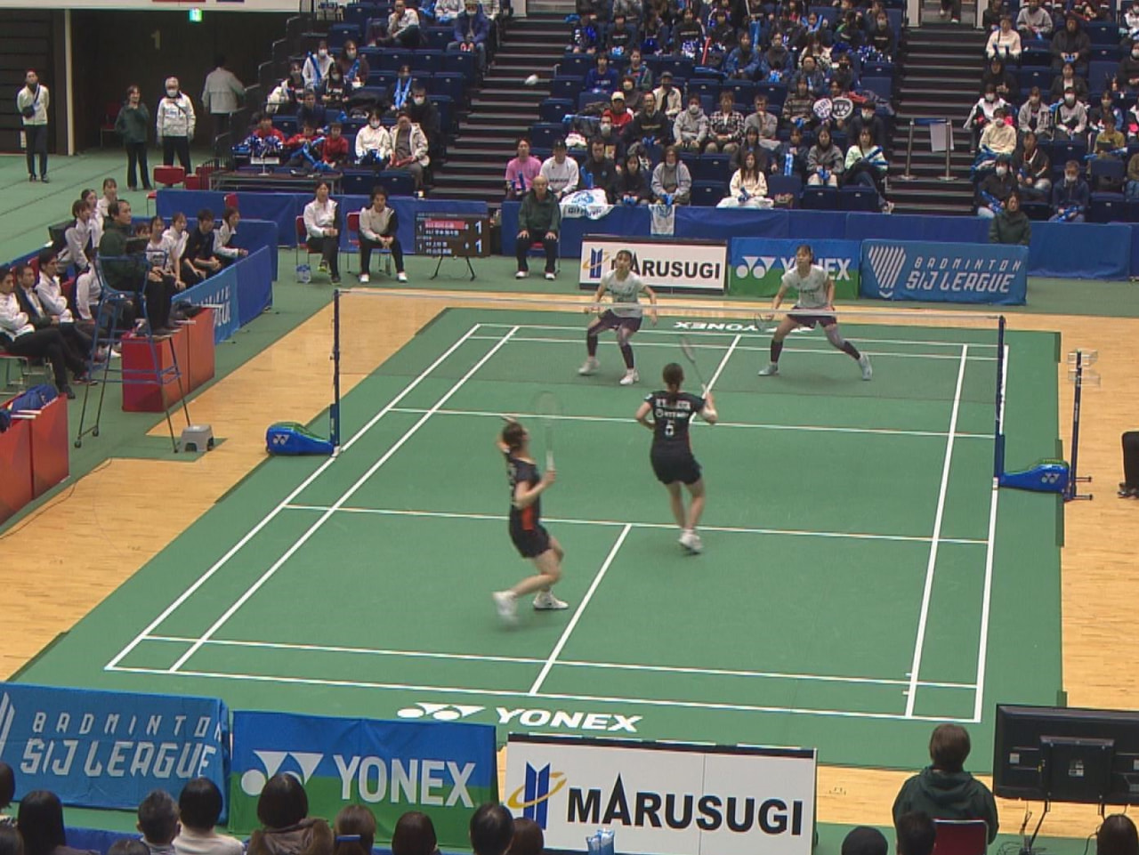 バドミントン のトップリーグＳ／Ｊリーグの第６日が岐阜メモリアルセンターで行われ...