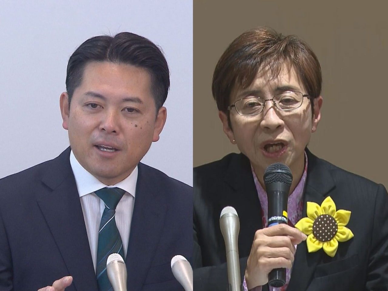 任期満了に伴う来年２月の岐阜市長選で、現職と新人の２人が１２日、出馬会見を開き、...